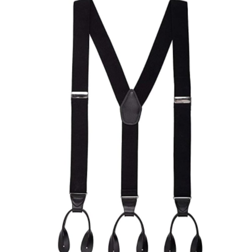 Button End Suspenders Y-Back Adjustable Elastic
